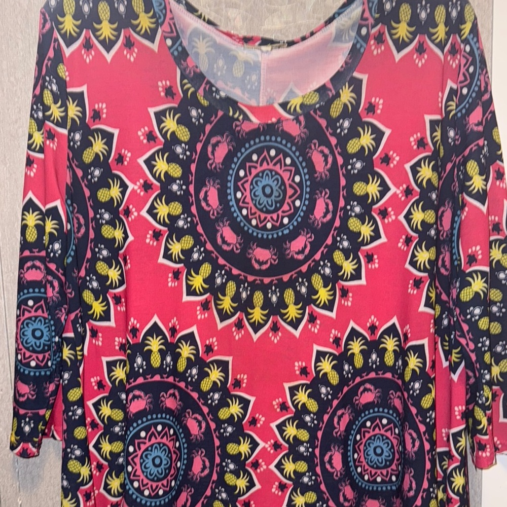 Vibrant Pink Mandala Print Women's Top